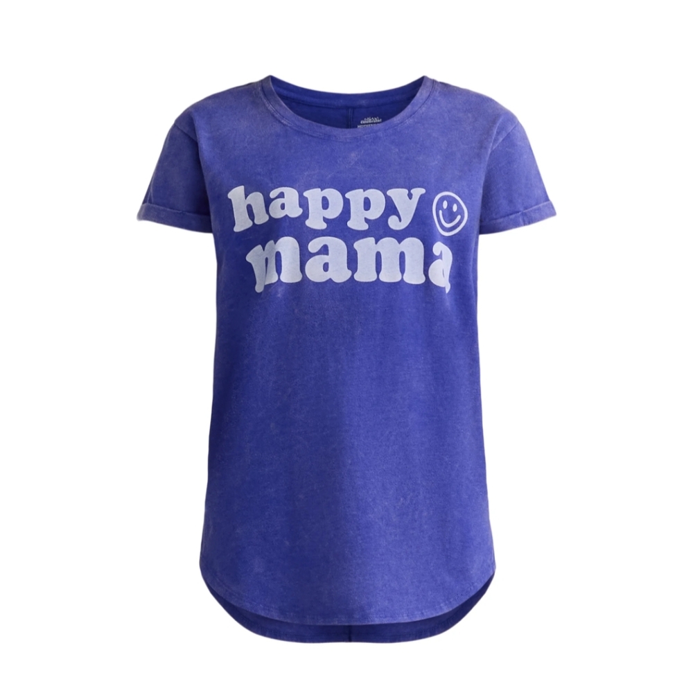 Mother's Day Women's Size XXXL (22) "happy mama" Graphic Tee w/Short Sleeves Blu